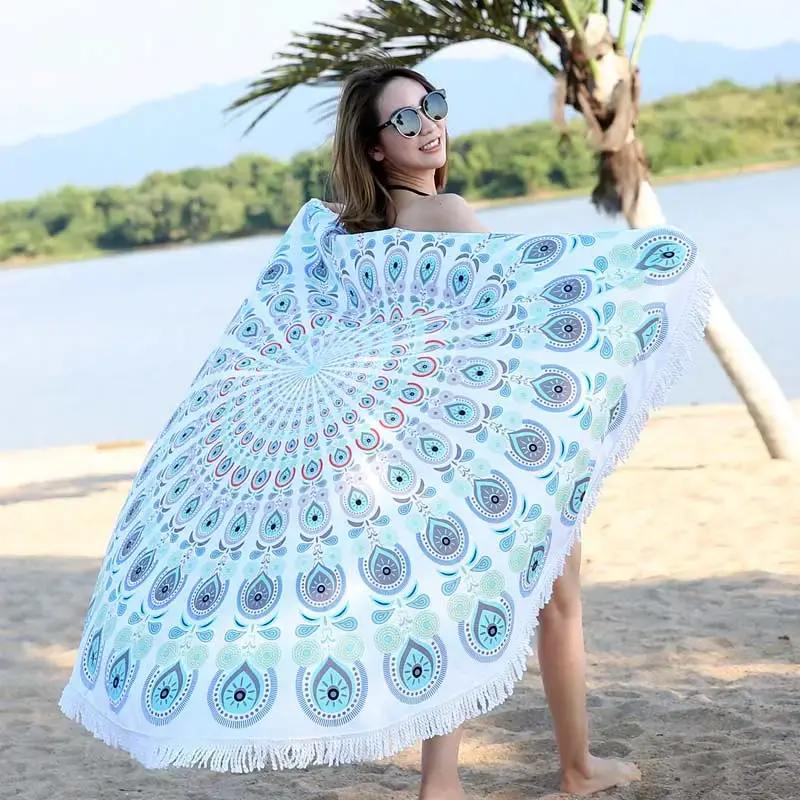 Model Display - Lefovs Round Beach Towels 54 Round Beach Towel Mandala 3