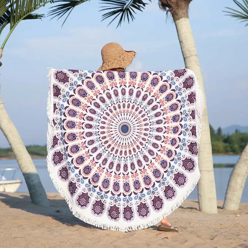 Model Display - Lefovs Round Beach Towels 55 Round Beach Towel Mandala 4