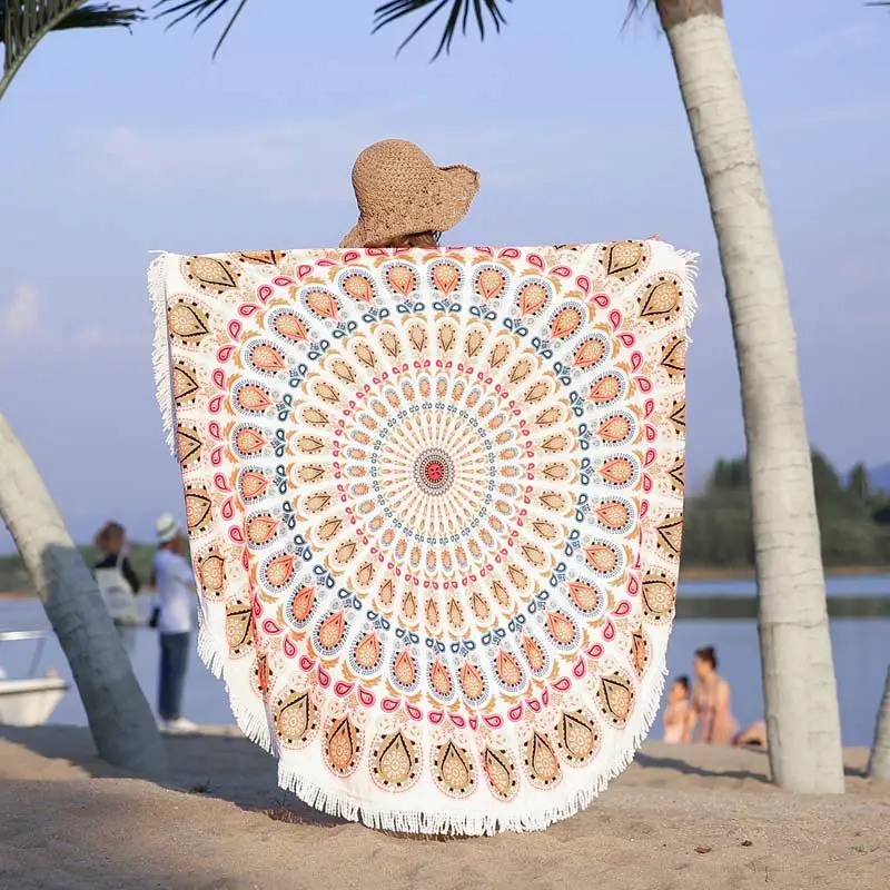 Model Display - Lefovs Round Beach Towels 56 Round Beach Towel Mandala 5