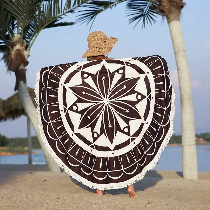 Model Display - Lefovs Round Beach Towels 57 Round Beach Towel Mandala 6