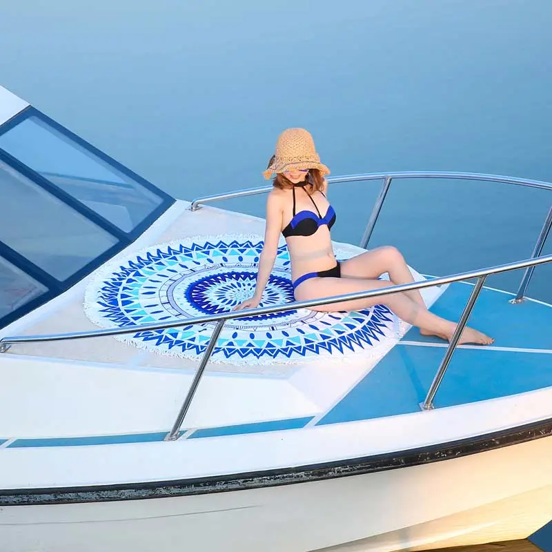 Model Display - Lefovs Round Beach Towels 60 Round Beach Towel Mandala 9