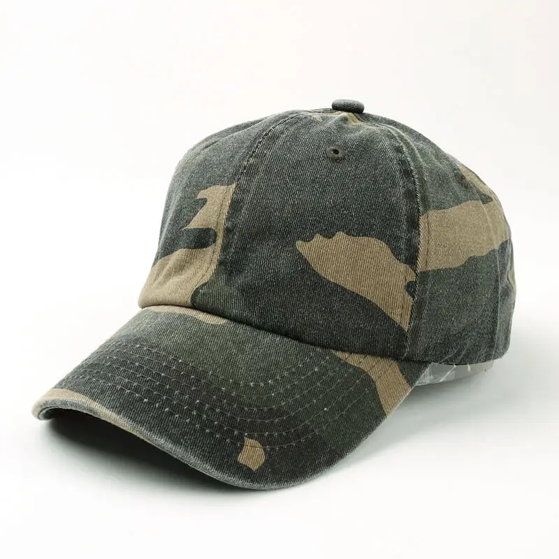 Washed Cotton Soft Top Camouflage Baseball Cap 2 SKU 01 军绿黑迷彩