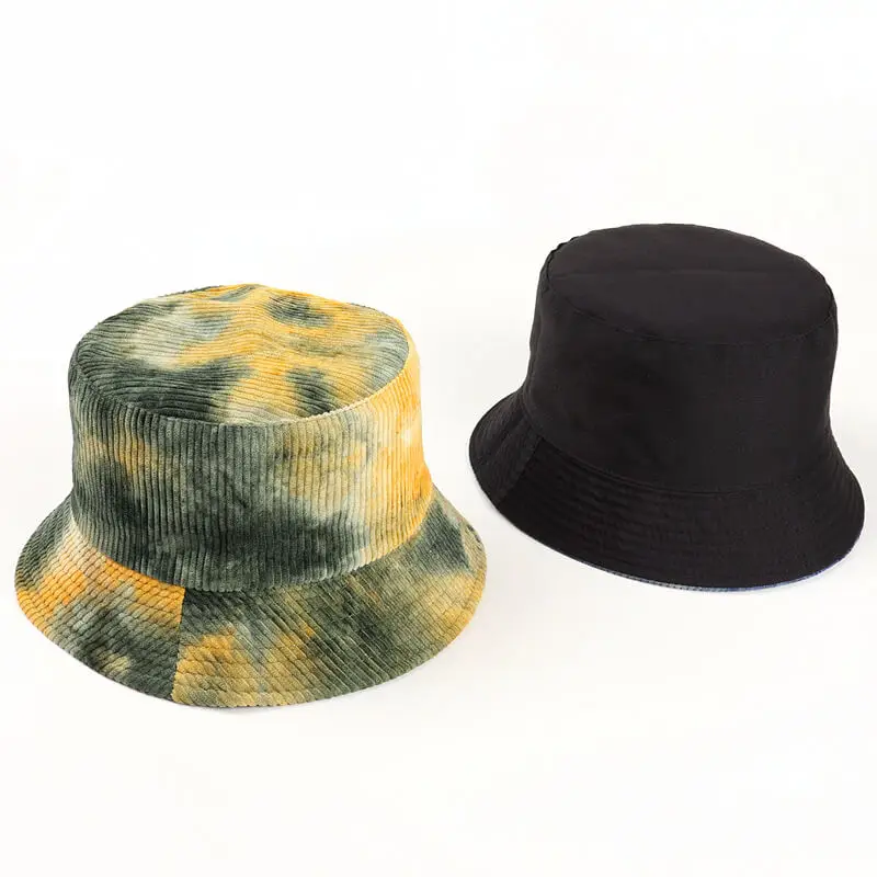 Autumn Winter Corduroy Tie-dye Bucket Hat 2 SKU 01 粗条纹 墨绿黄
