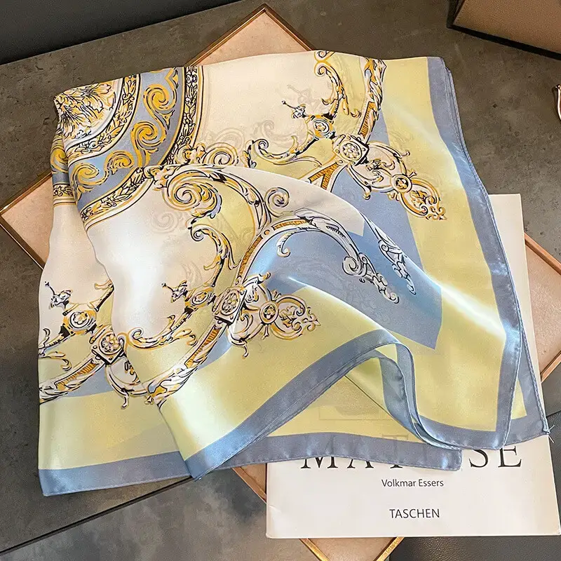 Imitatedsilk fabric Silk Scarf 70 x 70cm 126 SKU 01 蓝色