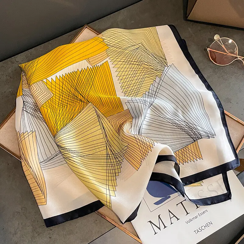 Imitatedsilk fabric Silk Scarf 70 x 70cm 133 SKU 01 黄色