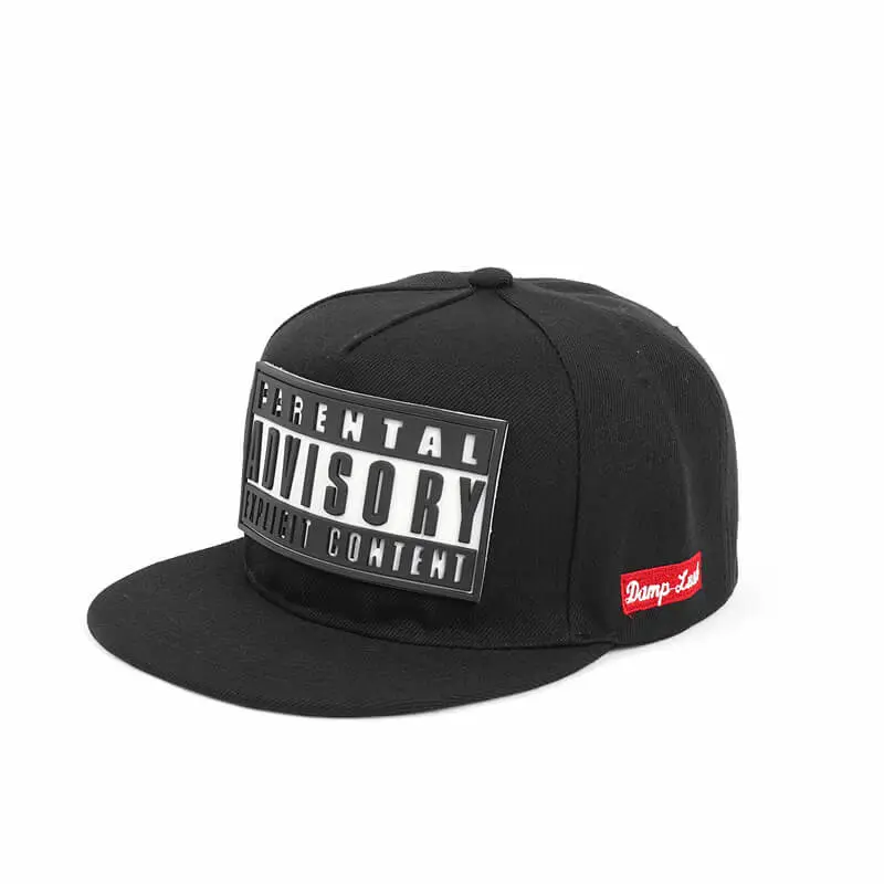 3D Rubber Letter Baseball Hat Flat Brim Hip-Hop Street Skateboard Trendy Cap 2 SKU 01 黑帽白标