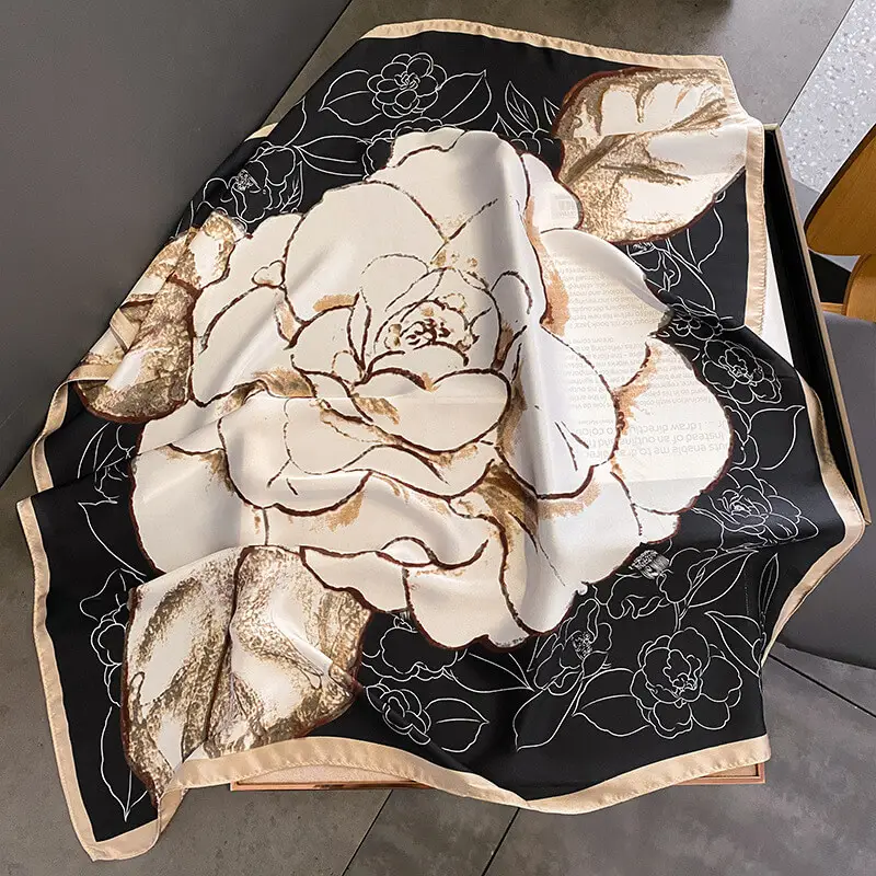 Imitatedsilk fabric Silk Scarf 70 x 70cm 135 SKU 01 黑色 3