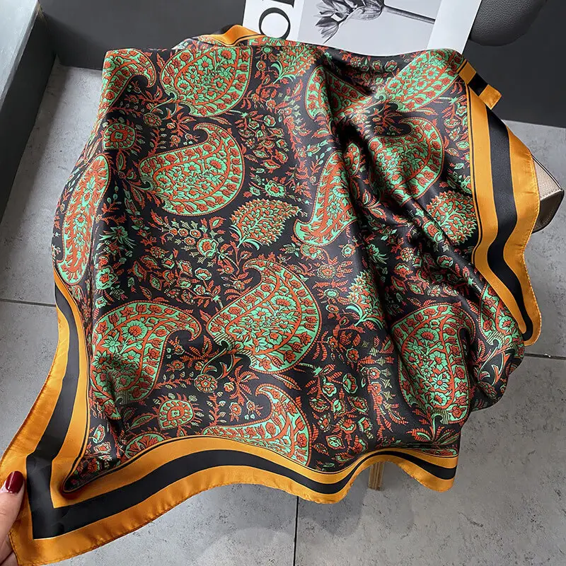 Imitatedsilk fabric Silk Scarf 70 x 70cm 122 SKU 02 29101 橘色