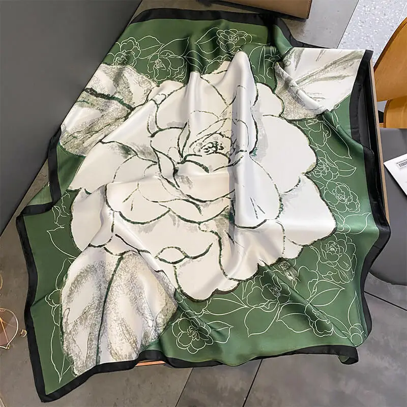 Imitatedsilk fabric Silk Scarf 70 x 70cm 124 SKU 02 绿色 2