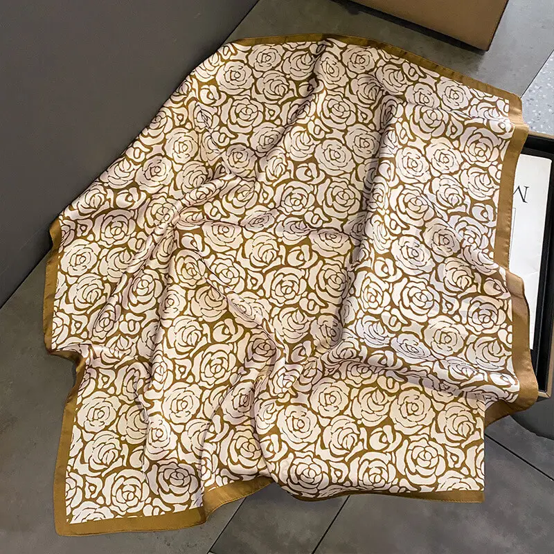 Imitatedsilk fabric Silk Scarf 70 x 70cm 123 SKU 02 香槟色
