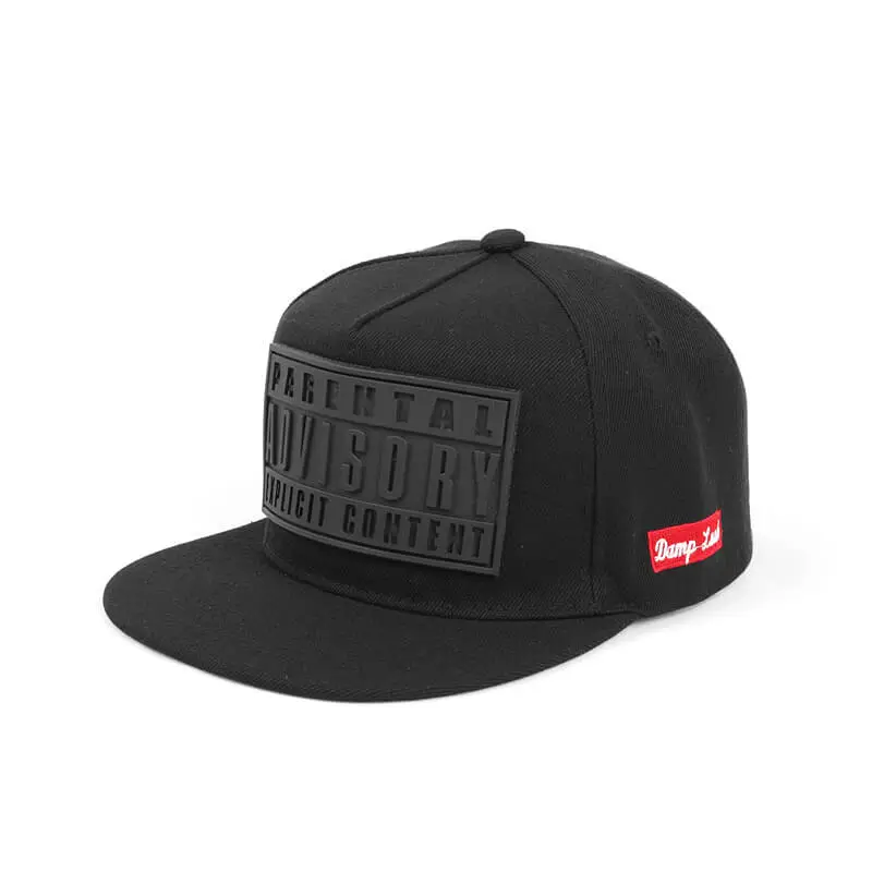 3D Rubber Letter Baseball Hat Flat Brim Hip-Hop Street Skateboard Trendy Cap 3 SKU 02 黑帽黑标