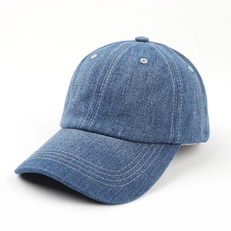 Unisex Solid Color Denim Couple Cap 4 SKU 03 深蓝
