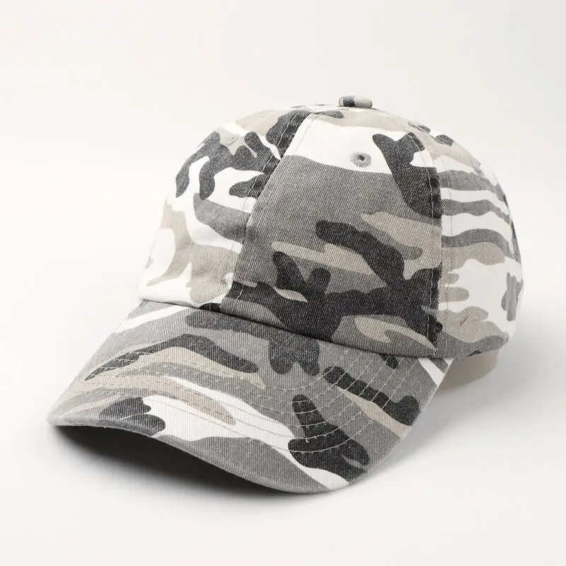 Washed Cotton Soft Top Camouflage Baseball Cap 4 SKU 03 灰白迷彩