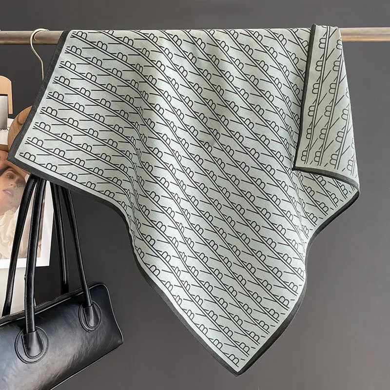 High-end Imitating Cashmere Scarf 70 x 70cm 9 SKU 03 绿色