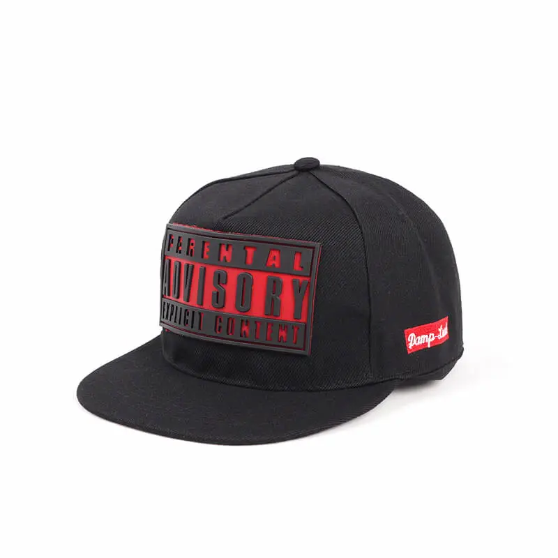 3D Rubber Letter Baseball Hat Flat Brim Hip-Hop Street Skateboard Trendy Cap 4 SKU 03 黑帽红标
