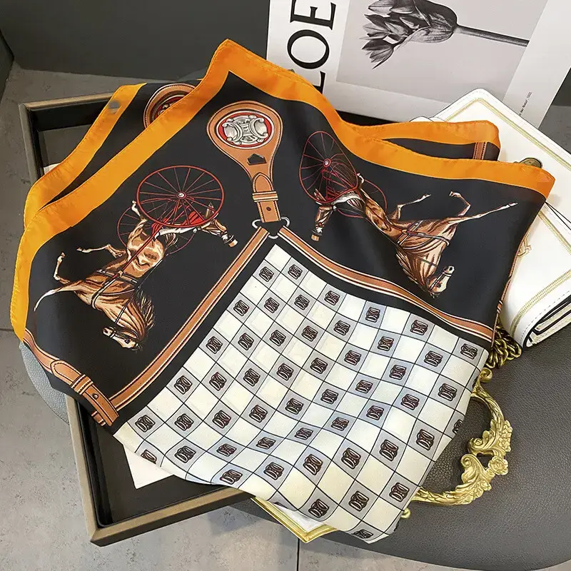 Imitatedsilk fabric Silk Scarf 70 x 70cm 108 SKU 04 29102 橘色