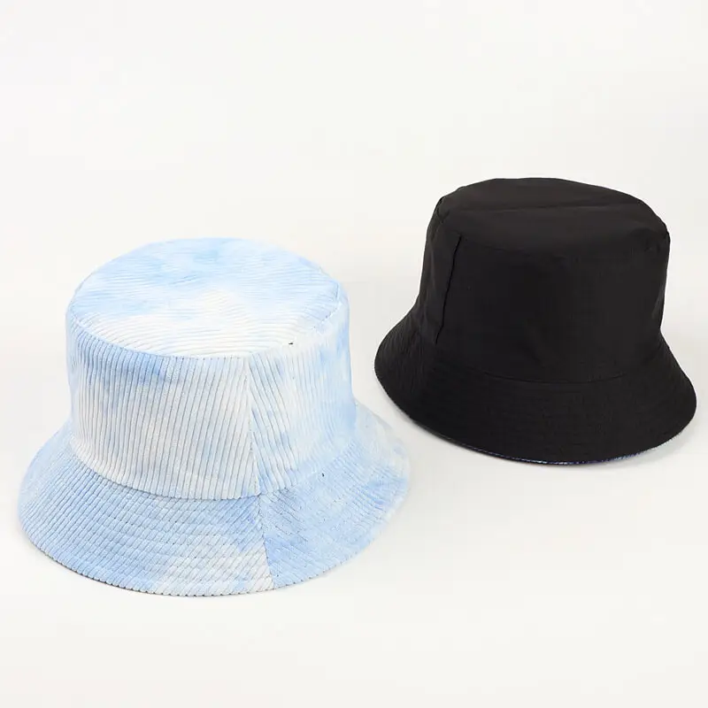 Autumn Winter Corduroy Tie-dye Bucket Hat 5 SKU 04 粗条纹 浅蓝白