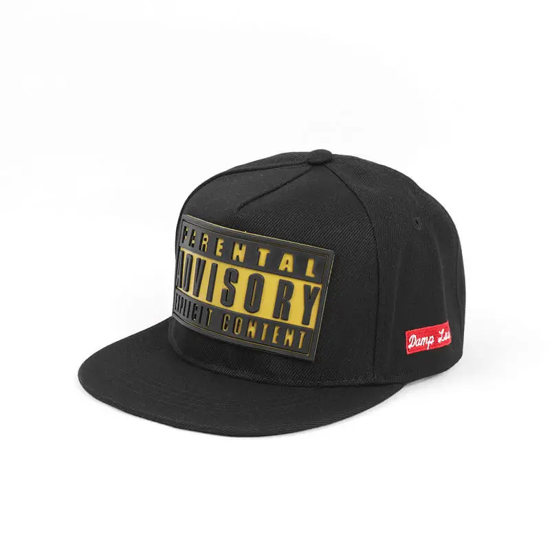 3D Rubber Letter Baseball Hat Flat Brim Hip-Hop Street Skateboard Trendy Cap 5 SKU 04 黑帽黄标