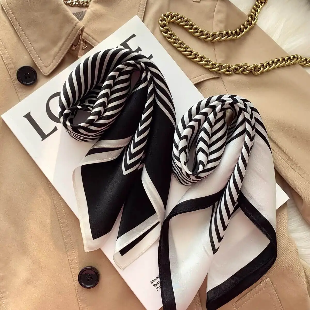 Imitatedsilk fabric Silk Scarf 70 x 70cm 114 SKU 05 30211 黑色