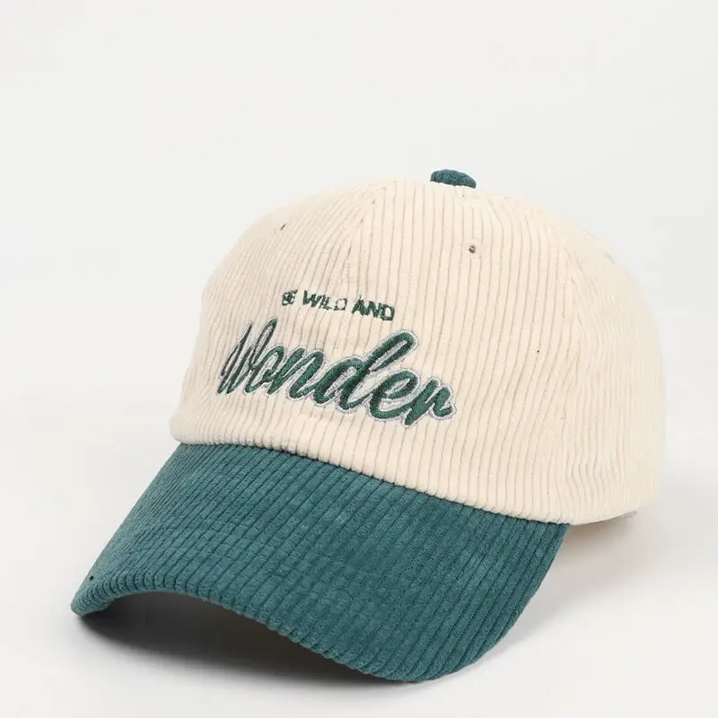 Be Wild And Wonder Color Matching Corduroy Baseball Cap 6 SKU 05 墨绿