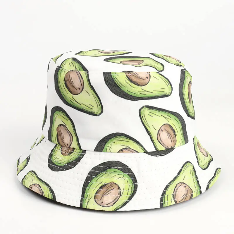 Lemon Watermelon Strawberry Fruit Bucket Hat 6 SKU 05 牛油果白色