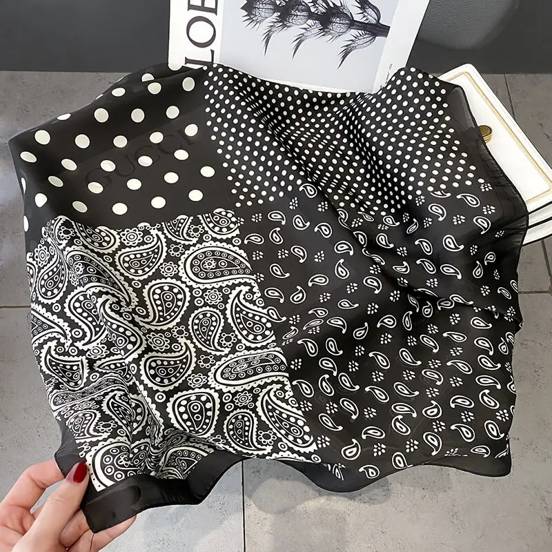 Imitatedsilk fabric Silk Scarf 70 x 70cm 106 SKU 06 29104 黑色