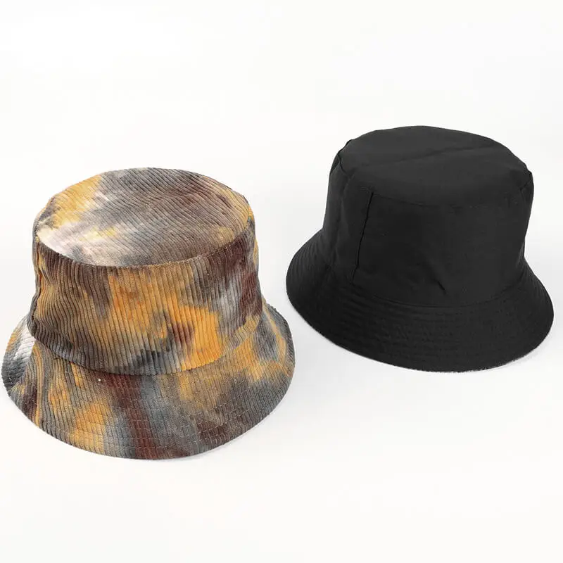 Autumn Winter Corduroy Tie-dye Bucket Hat 7 SKU 06 粗条纹 烟灰黄