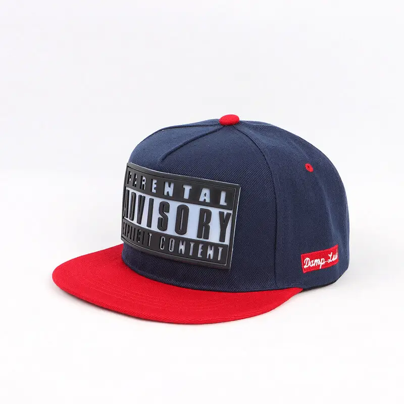3D Rubber Letter Baseball Hat Flat Brim Hip-Hop Street Skateboard Trendy Cap 7 SKU 06 红檐藏青帽