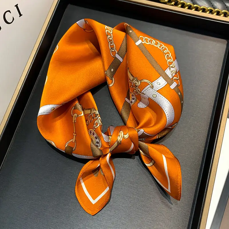 Fashionable Natural Silk Scarf 53 x 53 cm 16 SKU 08 16210 橙色