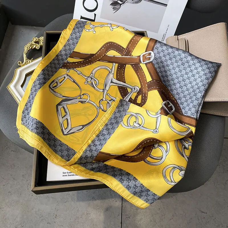 Imitatedsilk fabric Silk Scarf 70 x 70cm 107 SKU 08 29108 黄色
