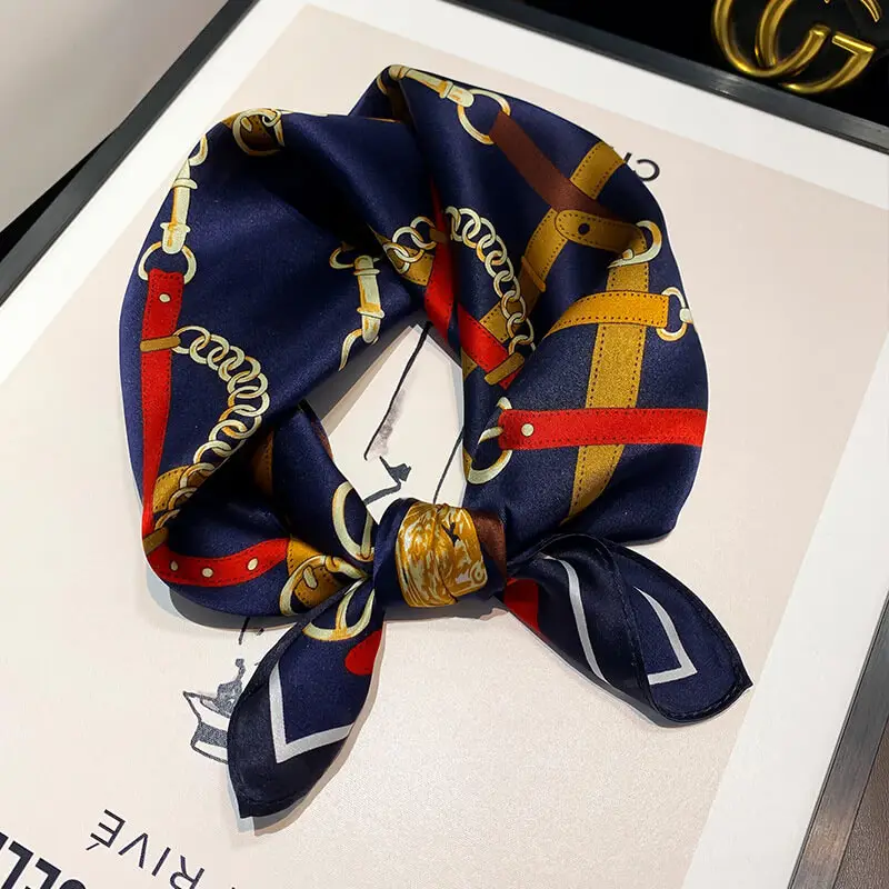 Fashionable Natural Silk Scarf 53 x 53 cm 18 SKU 09 16210 藏青
