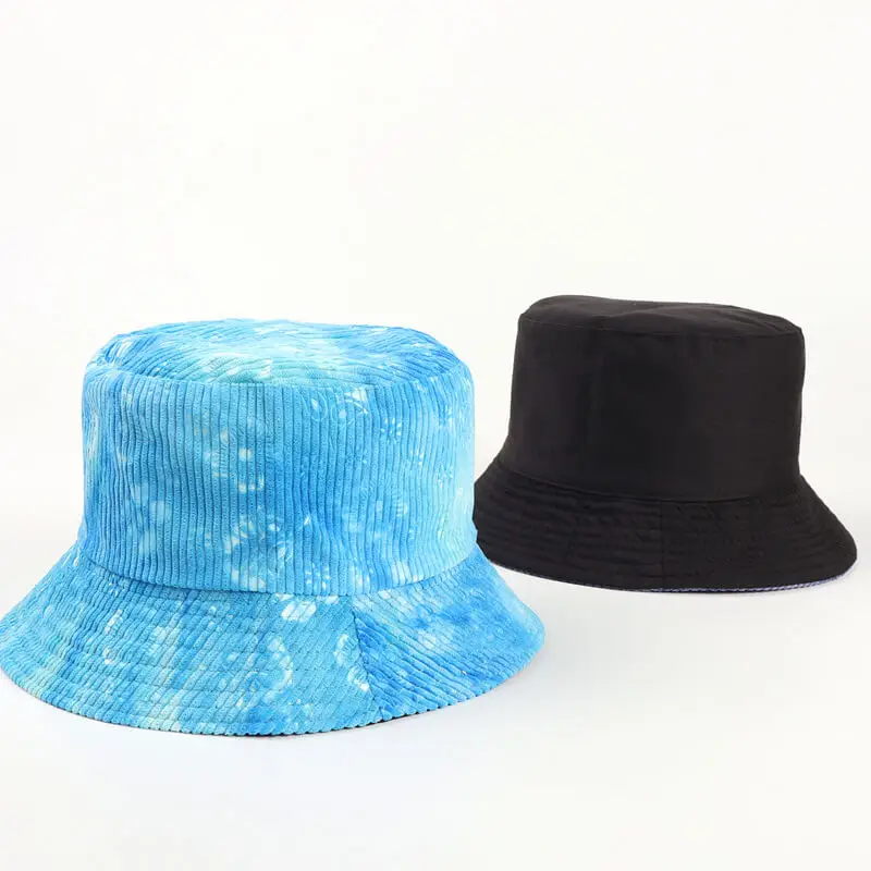Autumn Winter Corduroy Tie-dye Bucket Hat 10 SKU 09 粗条纹压花 蓝色