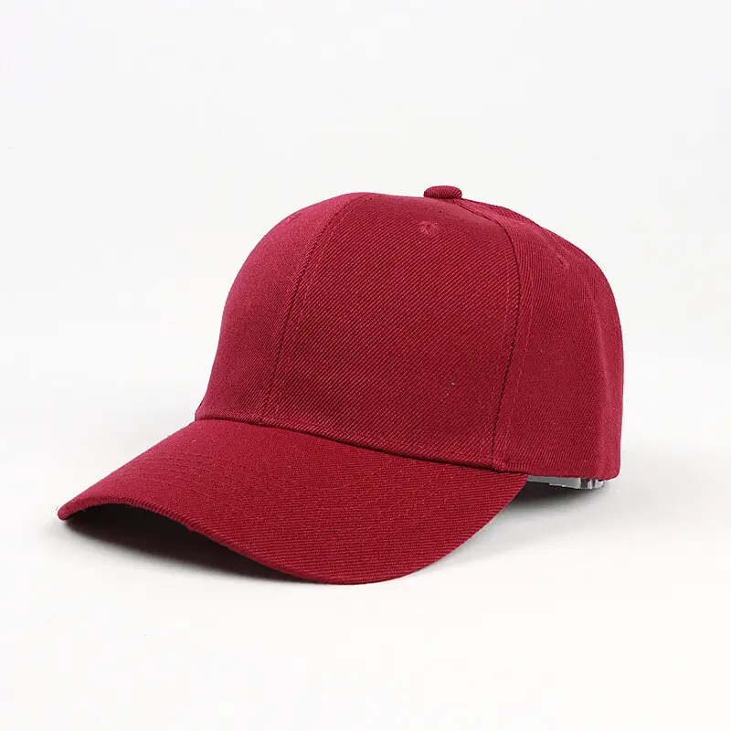 Cheap Basic Solid Color Velcro Baseball Cap 11 SKU 10 酒红色