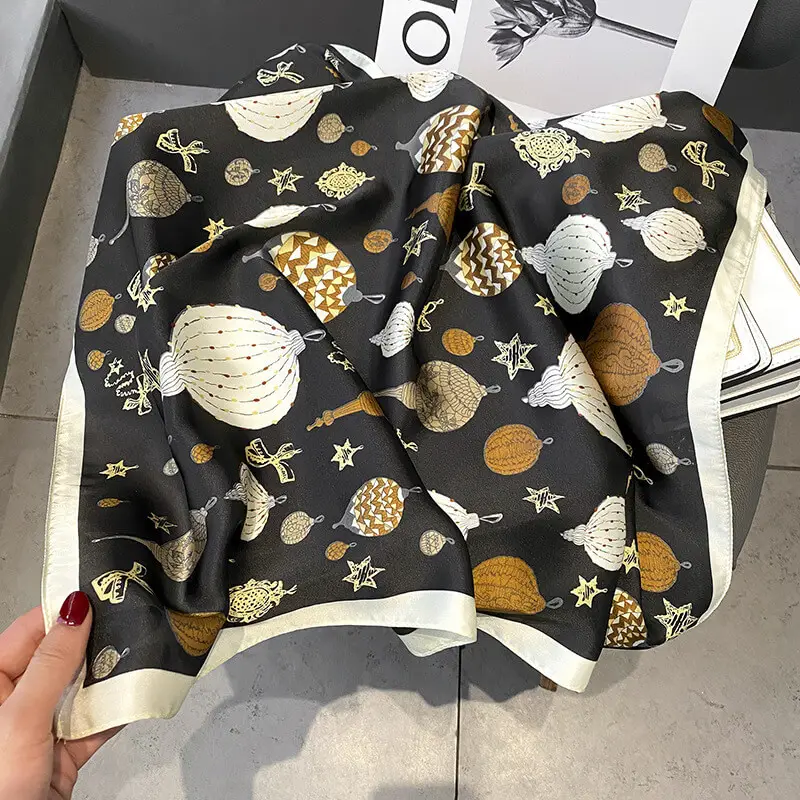 Imitatedsilk fabric Silk Scarf 70 x 70cm 93 SKU 13 29114 黑色