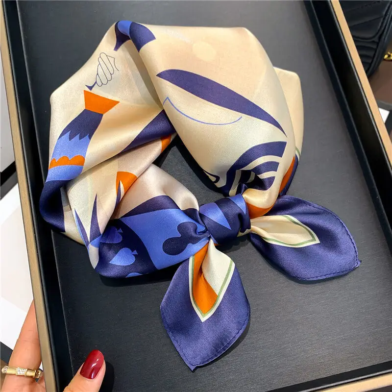 Fashionable Natural Silk Scarf 53 x 53 cm 28 SKU 14 16215 蓝白拼