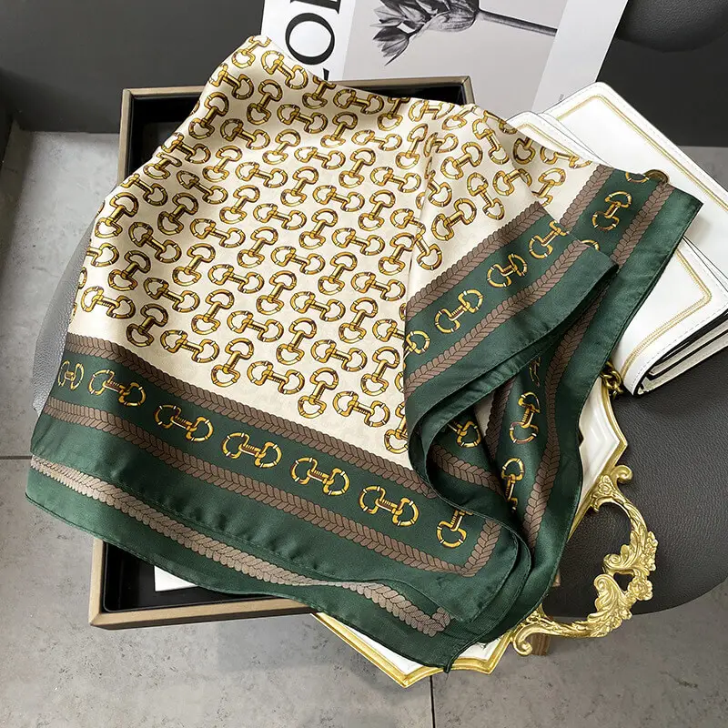 Imitatedsilk fabric Silk Scarf 70 x 70cm 88 SKU 15 29116 绿色