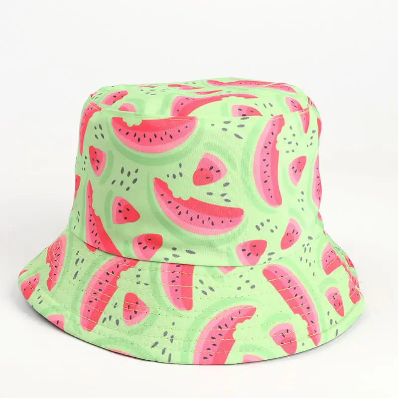 Lemon Watermelon Strawberry Fruit Bucket Hat 16 SKU 15 西瓜浅绿