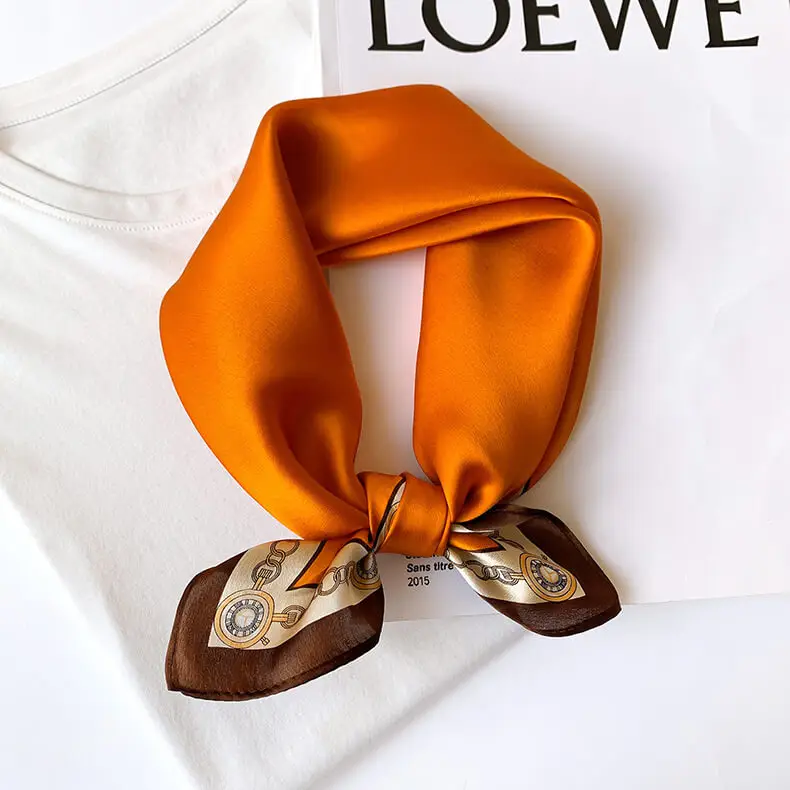 Fashionable Natural Silk Scarf 53 x 53 cm 33 SKU 16 17301 橙色