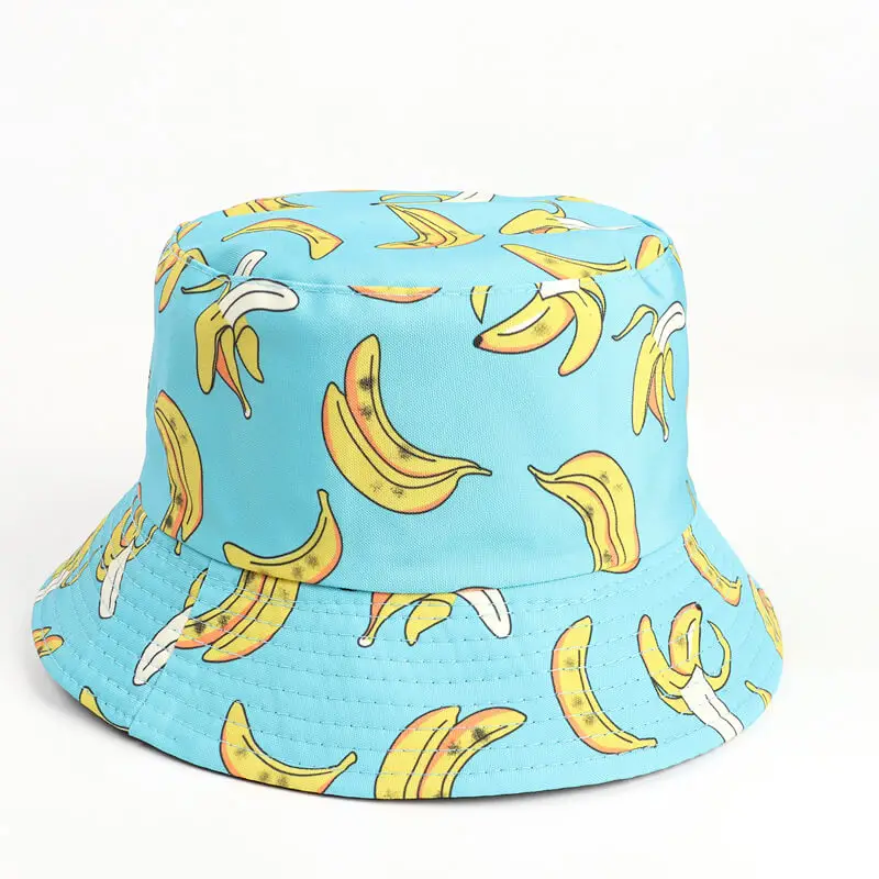 Lemon Watermelon Strawberry Fruit Bucket Hat 20 SKU 19 香蕉蓝色