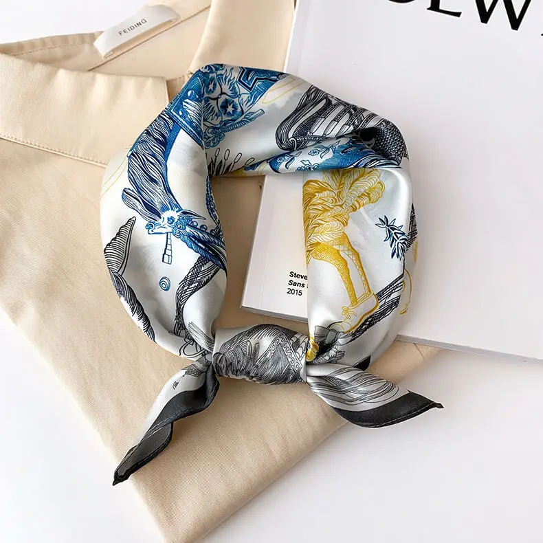 Fashionable Natural Silk Scarf 53 x 53 cm 59 SKU 29 17309 灰边