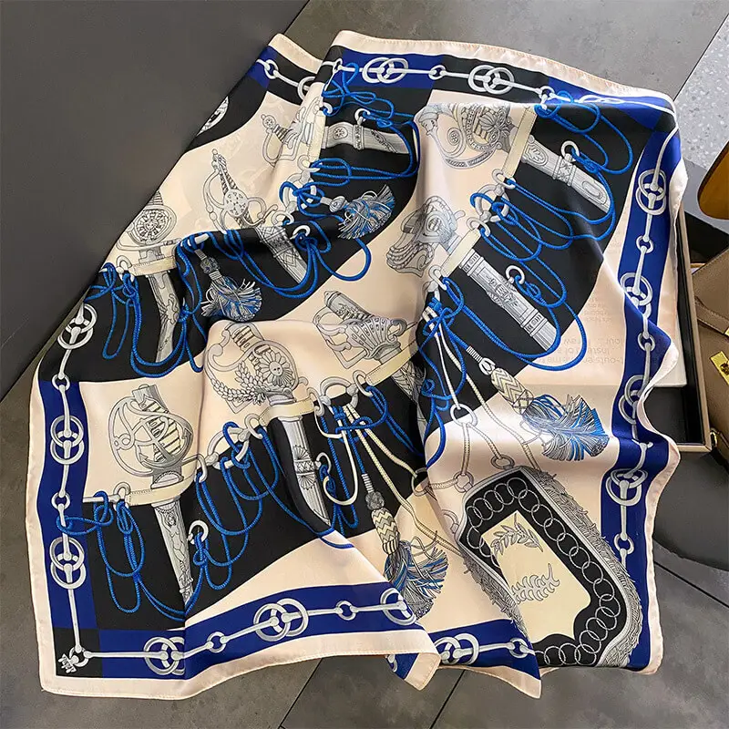 Imitatedsilk fabric Silk Scarf 70 x 70cm 33 SKU 29 30113 藏青
