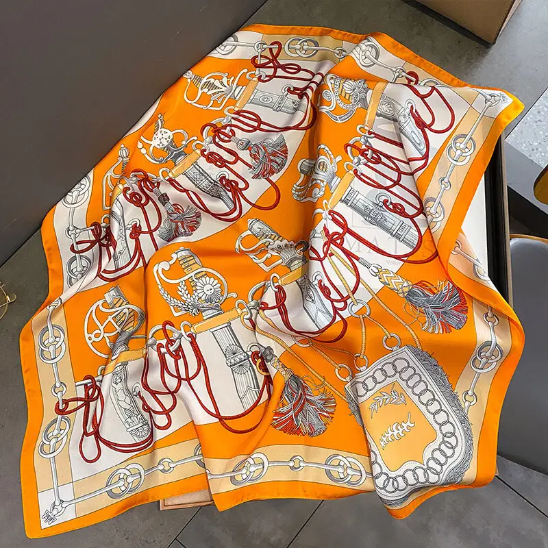 Imitatedsilk fabric Silk Scarf 70 x 70cm 38 SKU 30 30113 橘色