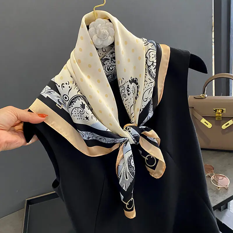 Imitatedsilk fabric Silk Scarf 70 x 70cm 53 SKU 41 30309 米色