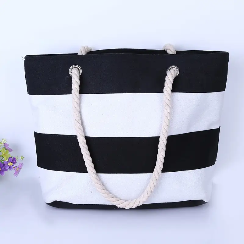Stripe Block Beach Canvas Bag 9 Stripe Block Beach Canvas Bag 2