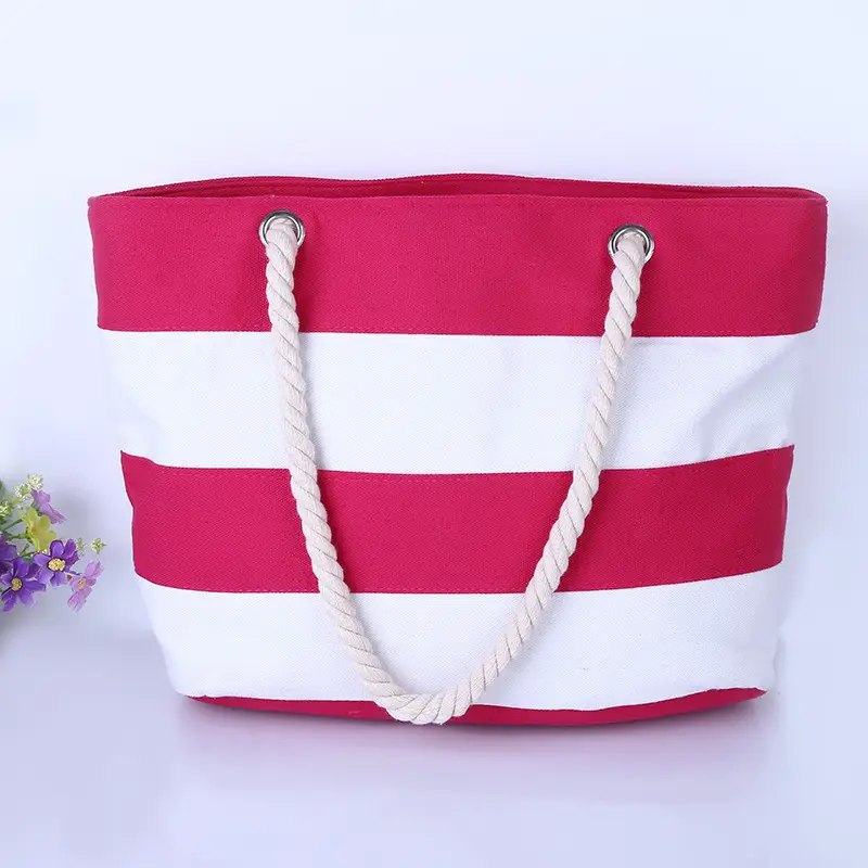 Stripe Block Beach Canvas Bag 10 Stripe Block Beach Canvas Bag 3