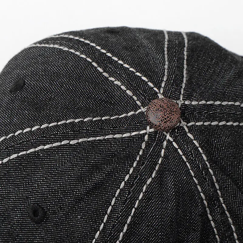 Suede Denim Paneled Large Headband Washed Baseball Cap 6