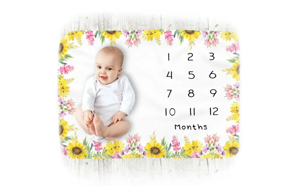 Sunflowers Baby Milestone Blanket
