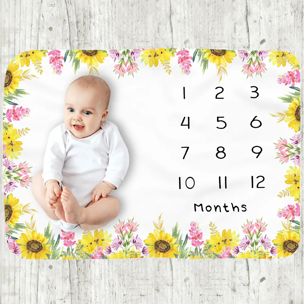 Sunflowers Baby Milestone Blanket 2