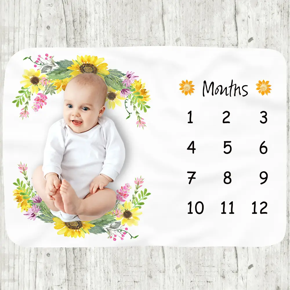 Sunflowers Baby Milestone Blanket 3