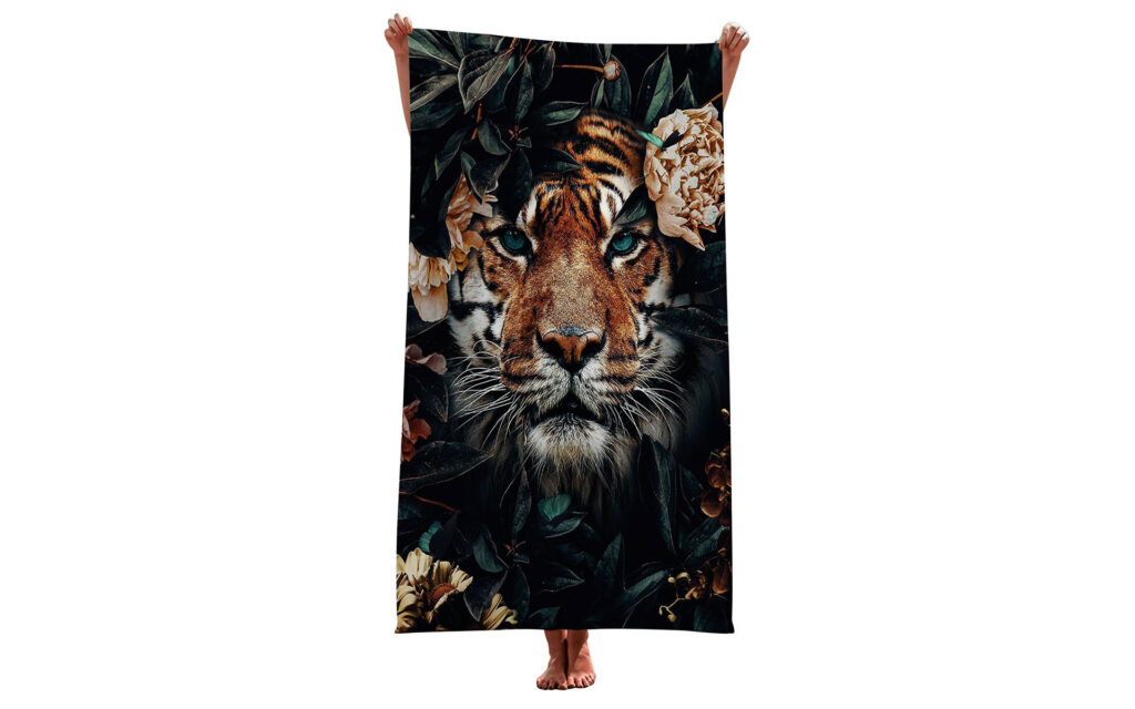 Tiger Wolf Elephant Animal Beach Towel 1 Tiger Wolf Elephant Animal Beach Towel